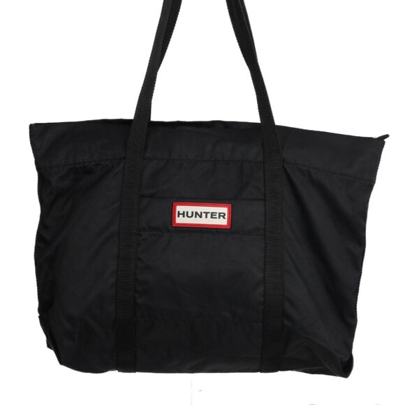 Hunter Original Black Nylon Large Tote Bag Logo Zip Top Waterproof Shoulder - Picture 10 of 10